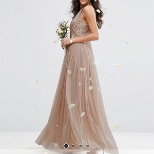 ASOS Maya High Neck Maxi Tulle Dress With Tonal Delicate Sequins
